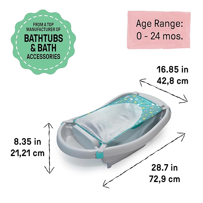 Ingenuity Comfy Clean Deluxe Newborn to Toddler Baby Bathtub, 3-in-1 with Removable Sling, Padded Backrest, 0-24 Months, Gray