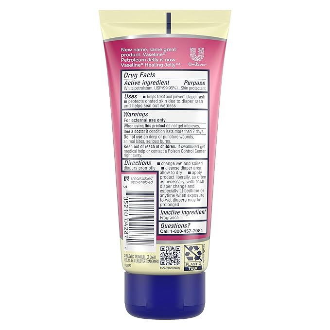 Vaseline Healing Jelly Petroleum Jelly For Diaper Rash Moisturizer For Baby Hypoallergenic Skin Protectant 2.89 oz