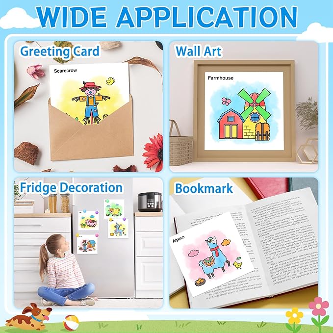 SOCOLER Paint with Water Coloring Books for Toddlers,Mess Free Watercolor Painting Papers for Kids Water Color Paint Kit Art Craft Birthday Gift for Ages 1-3, 4-8(Farm)