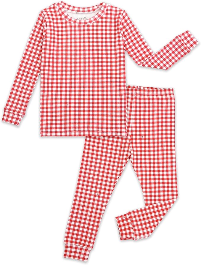 moimoln Baby Toddler Pajama Set Snug-Fit Cotton Modal Sleepwear, Leopard, Check & Solid Mix (6M-8Y, 1/2 Pack)