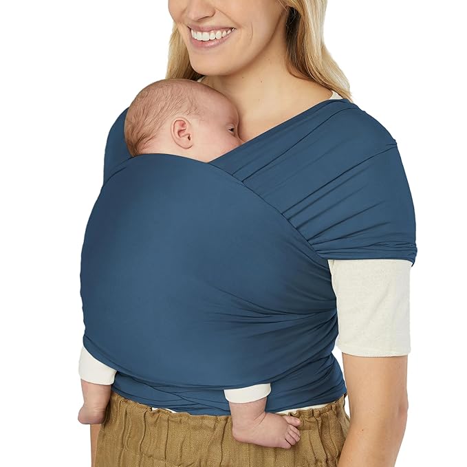 Ergobaby Sustainable Knit Aura Baby Carrier Wrap for Newborn to Toddler (8-25 lbs) - Comfortable, Ergonomic, & Ultra-Soft Newborn Wrap Carrier - One Size Fits Most - Rayon, Twilight Navy