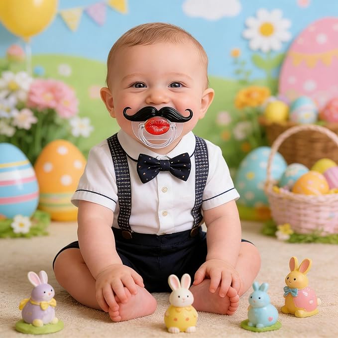 Funny Baby Pacifiers,Mustache Pacifiers 0-18 Months for Babies,Mustache Binky,Gift for Newborns,Infants,Toddlers,Baby Boys,BPA Free(Mustache Pacifiers)