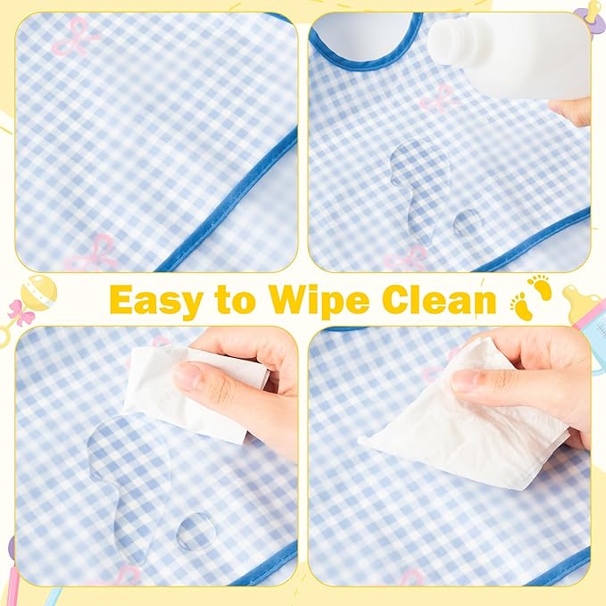 R HORSE 5Pcs Baby Bibs Set Toddler Bibs with Crumb Catcher Pocket & Snap Button Waterproof Baby Feeding Bibs for 6-24 Months