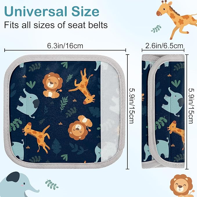 Seat Belt Cover Pad for Baby, Soft Seatbelt Cushion Covers for Kids 2Pcs Car Seat Strap Shoulder Pads for All Car Seats, Stroller, High Chair