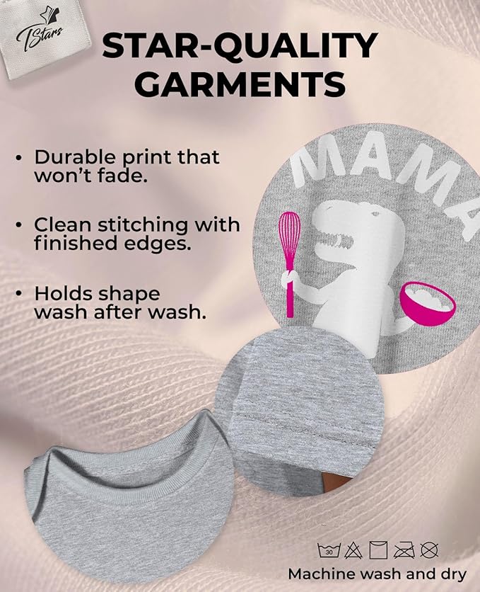 Tstars Mama and Baby Saur Matching Outfit Set - Mom Shirt and Bodysuit Gift for Baby Shower or Mother's Day