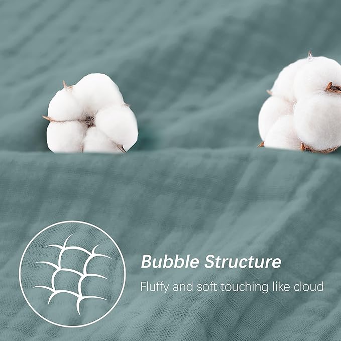 SWEET DOLPHIN Muslin Hooded Baby Bath Towels - 2 Pack 100% Cotton Towel for Babies, Infants, Toddlers - 32x32Inch - Highly Absorbent and Newborn Essential, Light Emerald