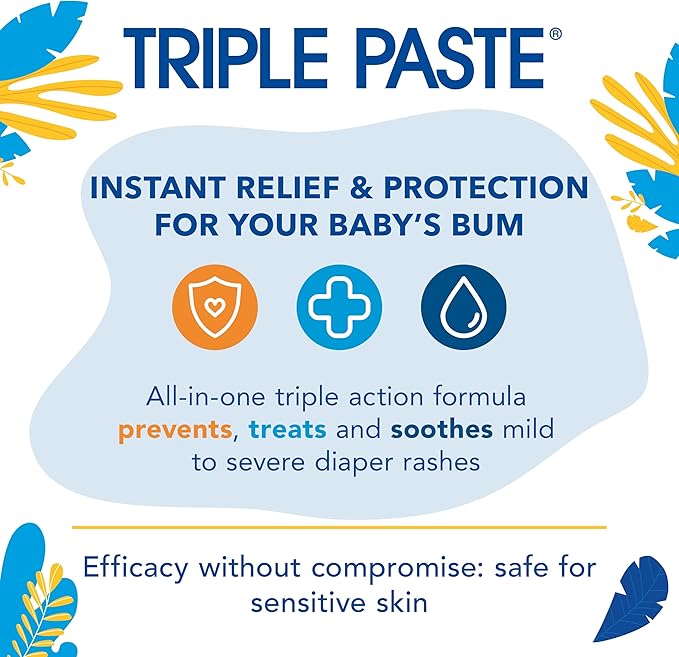 Triple Paste Diaper Rash Cream for Baby & Baby Spatula Bundle - 8 oz Zinc Oxide Ointment and Spatula Treatment, Soothe and Prevent Rash with a Pediatrician-Recommended Hypoallergenic Formula