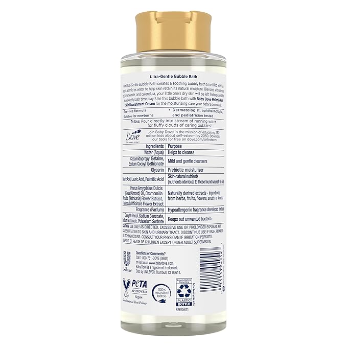 Baby Dove Bubble Bath Melanin-Rich Skin Nourishment for nourished Skin and Bath time Fun Sensitive Skin Care with Skin-Natural nutrients 16 oz, Silver