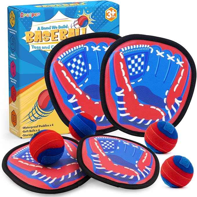 Toss and Catch Game Ball Set Toddler Toys for 3 4 5 6 7 8 Year Old Boys Girls, Valentines Day Gifts, Yard Games Beach Pool Outdoor Toys for Kids Ages 4-8 Birthday Gift Baseball Glove