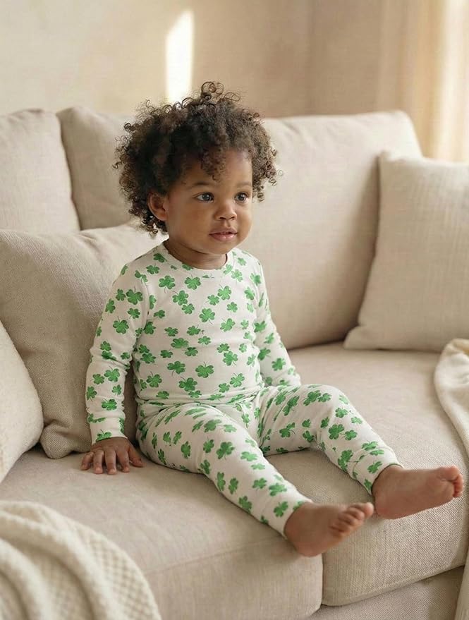 moimoln Sibling Matching 6M-8Y Soft Warm Cotton Modal Character Long Sleeve Snug-Fit Pajama Long Sleeve Sleepwear Daily