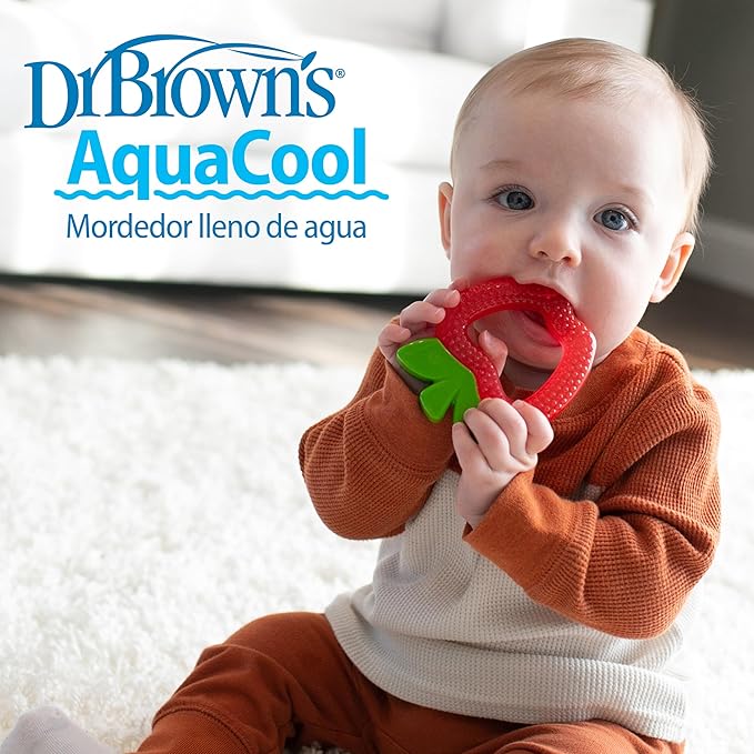 Dr. Brown's AquaCool Water-Filled Teether, Cooling Baby Teether Toy for Sore Gums, Apple Pineapple, BPA Free, 3m+, 4-Pack