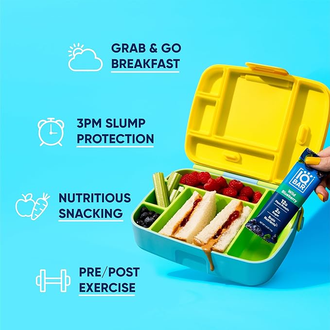 IQBAR Brain and Body Keto Protein Bars - Wild Blueberry Keto Bars - 12-Count Energy Bar Pack - Low Carb Protein Bars - High Fiber, Gluten Free and Low Sugar Meal Replacement Bars - Vegan Snacks