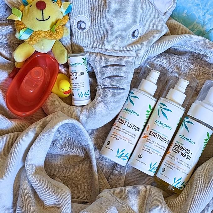 Mambino Organics Soothing Baby Oil, Organic Unscented Body Oil with Jojoba, Evening Primrose, Hydrates Dry, Itchy Skin, Gentle for Babies, Kids, Vegan, Baby Care Products, 3 Pack, 5 fl oz