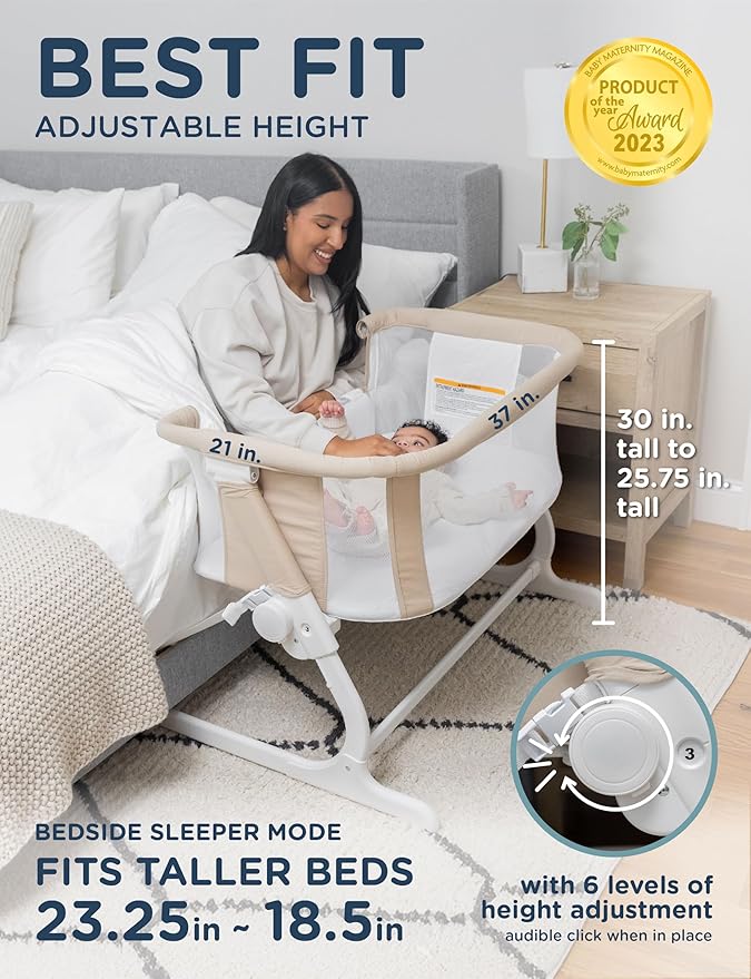 Baby Delight Beside Me Dreamer Bassinet | Bedside Sleeper & Baby Bassinet | 6-Position Height Adjustment | Organic Oat