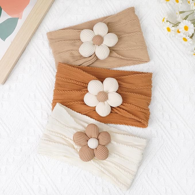 kangaroo 6PCS Baby Flower Headbands&Baby Girls Bows Headbands Soft Nylon Hairbands Hair Accessories for Newborn Infant Toddler Kids