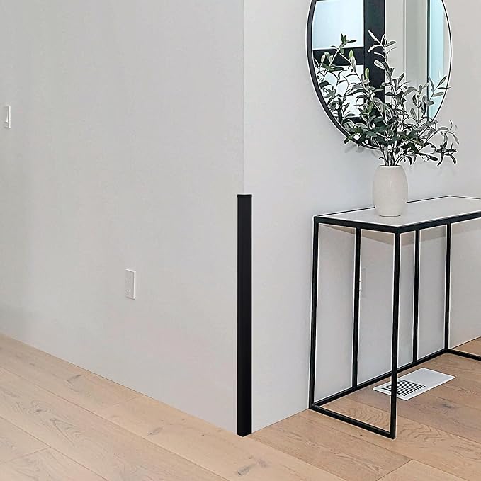Rubber Bond Wall Corner Guard Edge Protector, 1x1x36 inch Baby Proofing Corner Guards | Self-Adhesive Furniture Edge Strips for Home & Office (5 Pack, Black)