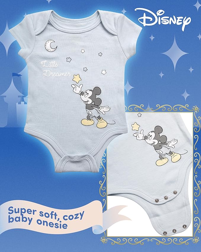 Disney Newborn Baby Girl Boy Clothes - 7 Piece Mickey Mouse Winnie the Pooh Bib Onesie Overall Beanie Pants Gift Bag Gift Set