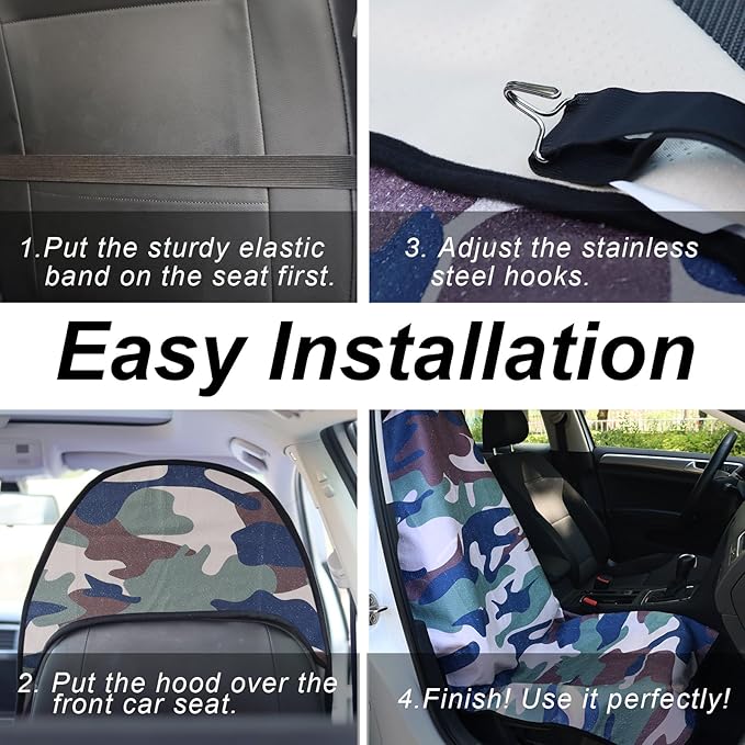 Sweat Towel Car Seat Cover Protector Front Seats for Gym Workout, Running, Swimming, Beach and Hiking, Waterproof Universal Seat Cover for Car, Truck, Van & SUV (Camouflage, 2pcs Front Seat)