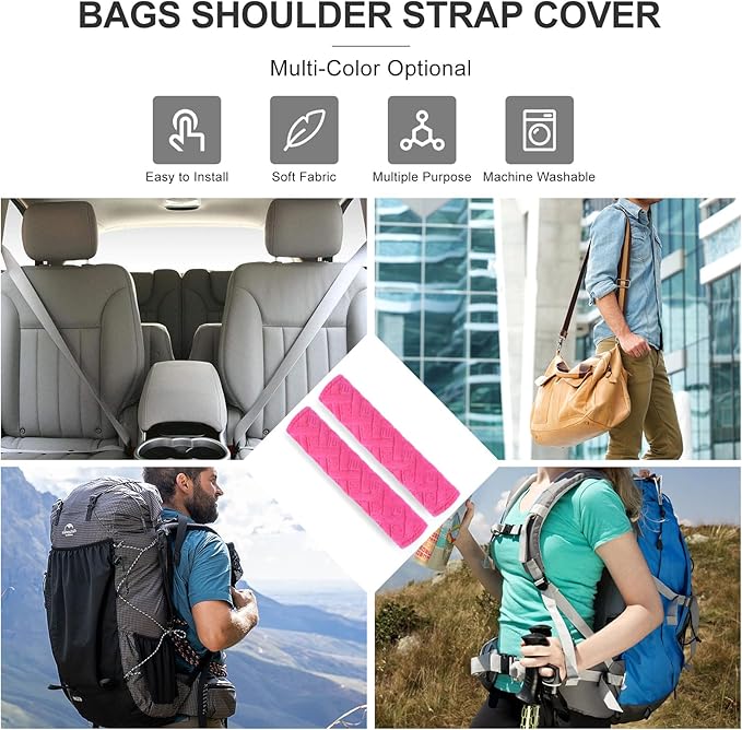 surpassme Car Seat Belt Pads Covers, 2PCS Seat Belt Shoulder Strap Covers Protector to Release Stress to Your Neck and Shoulder for a Safety Driving(Pink)
