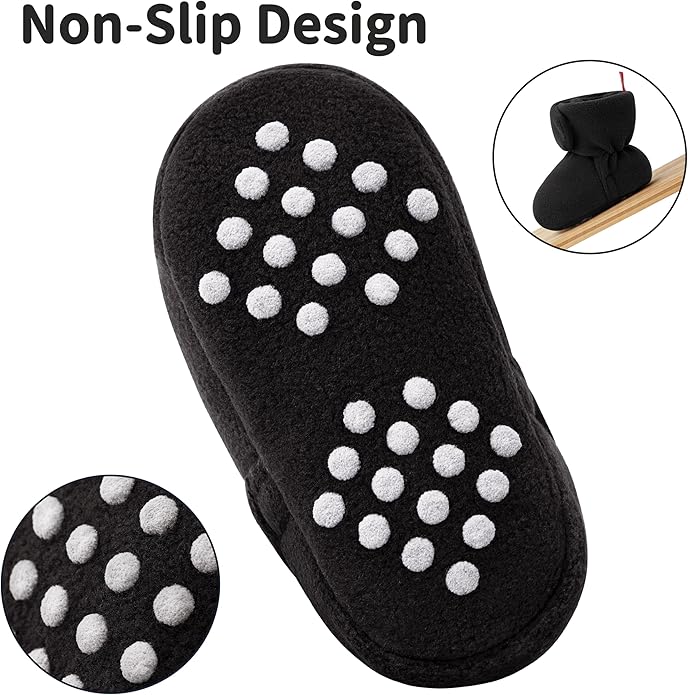 Baby Fleece Booties Newborn Unisex Booties Non-Slip Newborn Infant First Walkers Warm Shoes House Slippers for Baby Boys & Baby Girls Toddlers