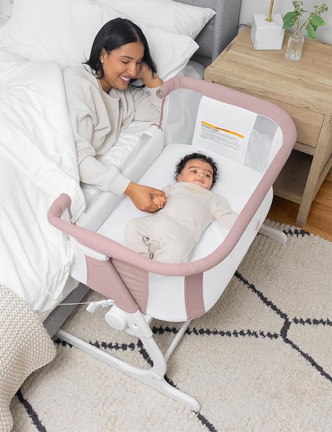 Baby Delight Beside Me Dreamer Bassinet | Bedside Sleeper & Baby Bassinet | 6-Position Height Adjustment | 100% GOTS Certified Organic Cotton Fabric | Organic Rose