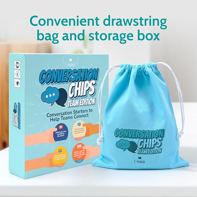 T MARIE Conversation Chips Team Building Game - Fun Ice Breaker for Work - Conversation Starters and Team Building Activity - 200 Prompts to Foster Team Bonding and to Get to Know Your Coworkers