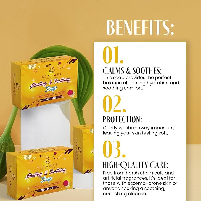 KIYAMEL Healing & Soothing Baby Soap, Gentle Bath Bar with Organic Shea Butter Natural Moisturizing Soap for Sensitive & Dry Skin Mild Daily Care for Soft, Healthy Skin