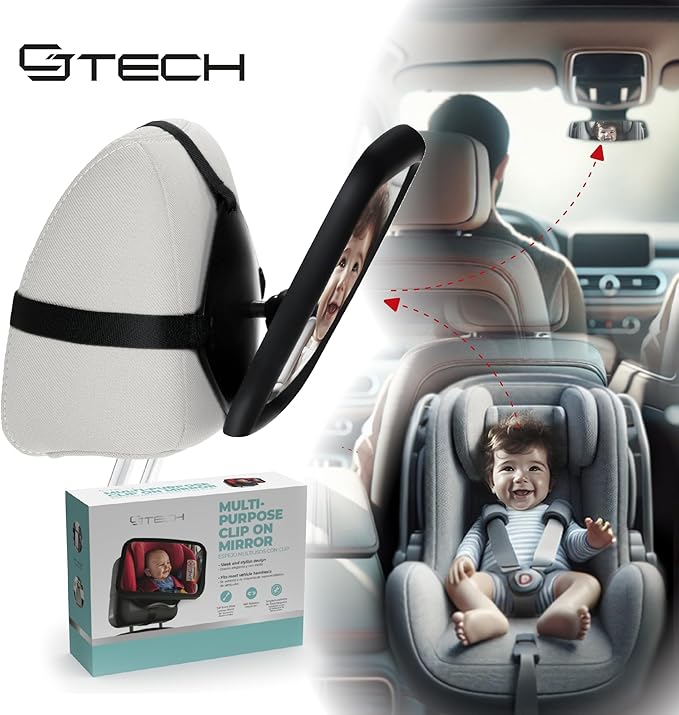 Baby Car Mirror with 360° Rotation – 9.8" Convex Shatterproof Mirror for Baby Safety with Extra Wide & Clear View, Rear-Facing Car Seat Mirror with Adjustable Straps, Valentine’s Day Gift