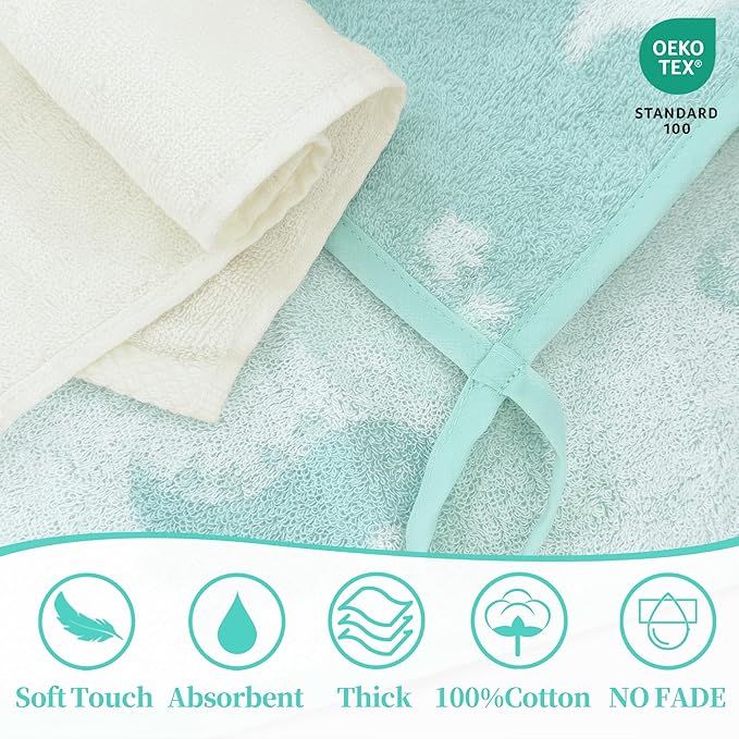 VOOVA & MOVAS Dino & Ivory Baby Washcloths | 12x12 Inches | Highly Absorbent | 6 Pack 100% Cotton | Ultra-Soft Newborn Towels | Perfect Set,Baby Essentials |Dino & Ivory Colors