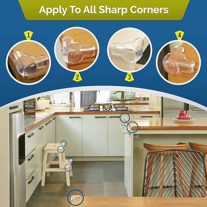 Corner Protectors for Baby (12 Pack) - Patented - New & Improved Edge Protector for Baby – Transparent Corner Protectors - Baby Safety Products to Baby Proof Corners and Edges