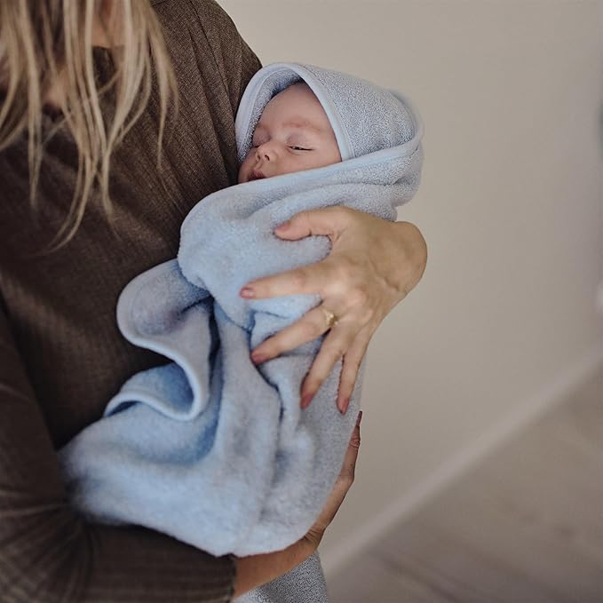 Baby Hooded Towel – Organic Cotton Baby Bath Towels – Baby Towels, Baby Bath Towels for Baby Boy, Baby Girl, 32" x 32" Super-Soft and Absorbent Baby Towels for Newborn (Baby Blue)