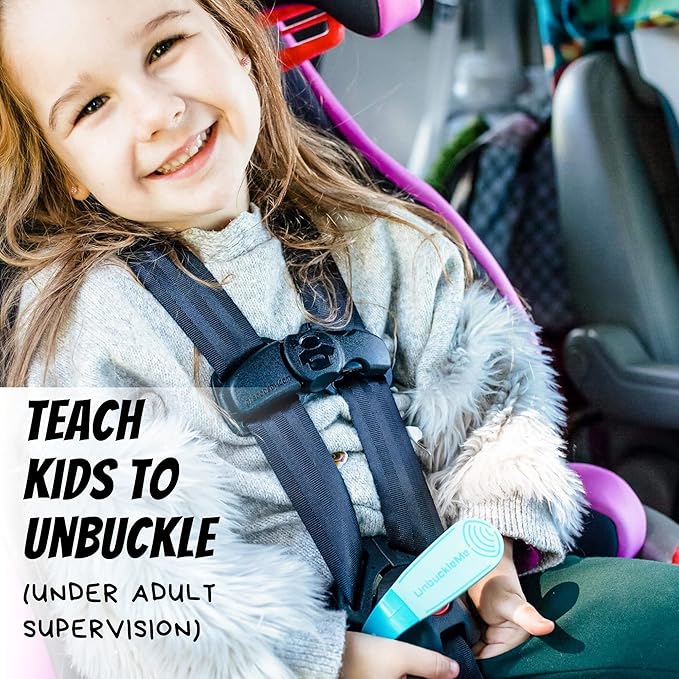 UnbuckleMe Car Seat Buckle Release Tool (As Seen on Shark Tank) - Easy Opener Aid for Arthritis, Long Nails, Older Kids - Button Pusher for Infant, Toddler, Convertible Car Seats (2 Pack, Blue & Red)