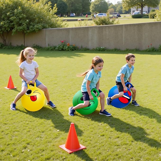 Upper Rider 6 Pcs Hopper Ball for Kids 3-8, 18 Inch Bouncy Ball with Handle, Inflatable Hippity Hop Bounce Jumping Hopping Toys for Toddlers Boys Girls Gifts, Pink Blue Red Purple Green Yellow