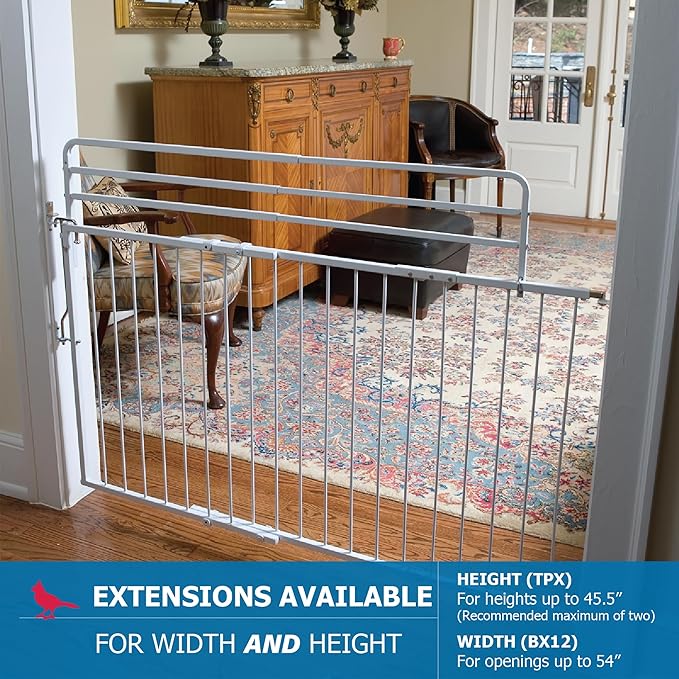 Cardinal Gates Duragate - Adjustable Width 26½"-41½" for an Extra Wide Pet Gate. Can be Used as a Dog Gate, Puppy Gate, or Pet Gate (White, MG25-W)