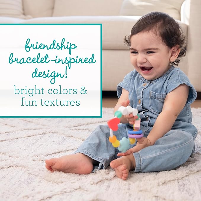 Infantino BFF Friendship Baby Teether – Soft Silicone Baby Teething Toy with Textures, Bright Colors, and Easy-Grip Design