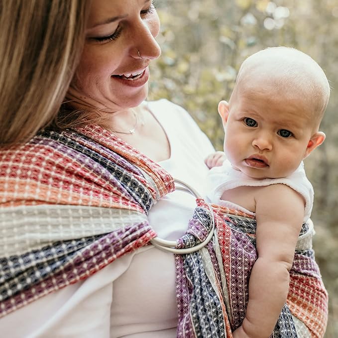 Hip Baby Wrap - Baby Carrier for Infants & Toddlers - Cotton Sling for Nursing, Baby Shower Gifts - Comfortable for Babies 8-35 lbs - Valentine Gifts for Her for Valentines Day - Rainbow Honeycomb