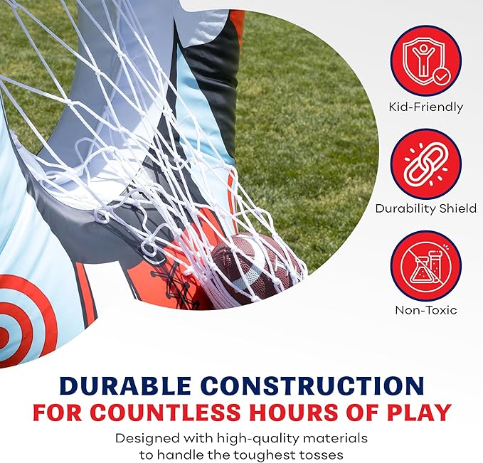 Inflatable Football Target – Double-Sided Toss Training Game with Mini Footballs – Super Bowl Party Game for Kids and Adults – Indoor & Outdoor Backyard Fun – 65 Inch