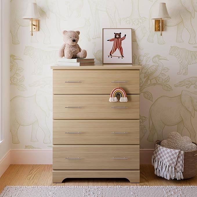 Storkcraft Brookside 4 Drawer Dresser (Driftwood) – GREENGUARD Gold Certified, Nursery Dresser for Kids Bedroom, Chest of Drawers