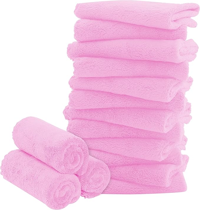 16 Pack Baby Washcloths - Luxury Coral Fleece - Extra Absorbent and Soft Wash Clothes for Newborns, Infants and Toddlers - Suitable for Sensitive Skin and New Born-Baby Shower-Frozen Berry,10x10 Inch