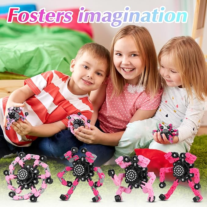 Stocking Stuffers Fidget Toys for Teen Girls, Kids Christmas Toys Gifts for Girls Ages 3, 4, 5, 6, 7, 8, 9, 10, 11, 12 +Years Old, Pink Transformable Fidget Spinners for Women Men
