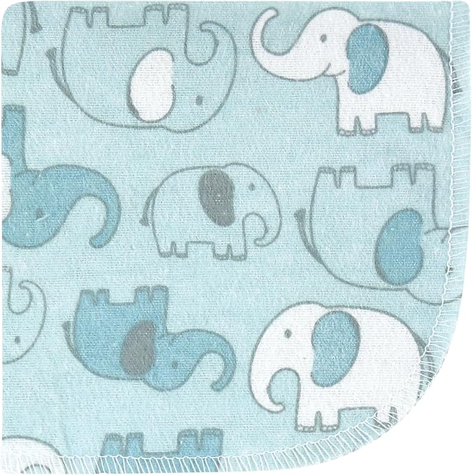 Hudson Baby Unisex Baby Flannel Washcloths, Boy New Elephant 12Pk, One Size
