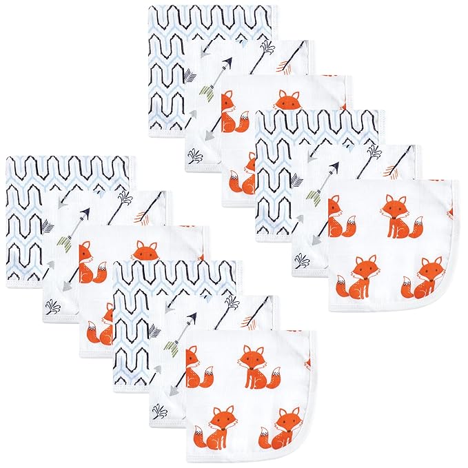 Hudson Baby Unisex Baby Cotton Muslin Washcloths, Foxes, One Size