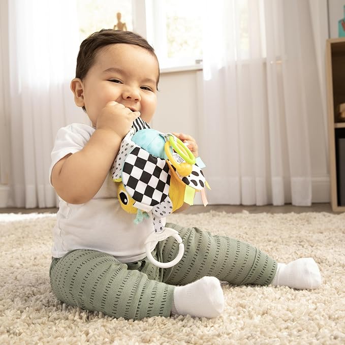 LAMAZE Clip On Car Seat and Stroller Toy - Buzzy The Bee - Crinkle Car Seat and Stroller Toys - Sensory Travel Toys for Babies - Infant Toys Ages 0 Months and Up