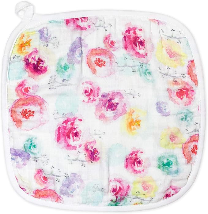 HonestBaby 3-Piece Organic Cotton Hooded Towel & Washcloth Set, Rose Blossom, One Size
