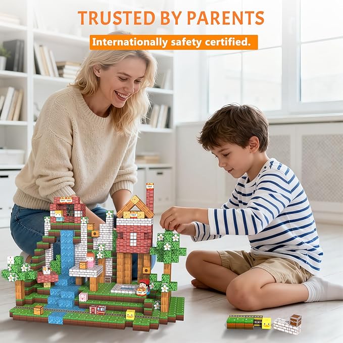Vdealen 300 PCS Magnetic Blocks-Magnetic Building Blocks, Stacking Magnetic Cubes Toy for Kids, STEM Montessori Sensory Toys for Boys and Girls Age 3 4 5 6 7 8 9 10 11 12 Christmas Birthday Gift