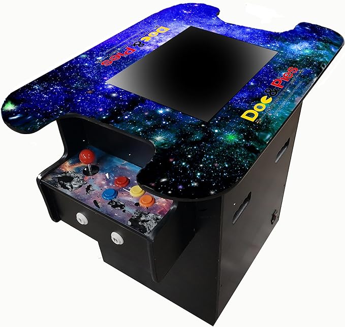 Doc and Pies Arcade Factory Full Size Professional Cocktail Arcade Machine | 516 Classic Games | Original, Classic Design | 2-Player | Full Size LCD Screen, Buttons and Joystick