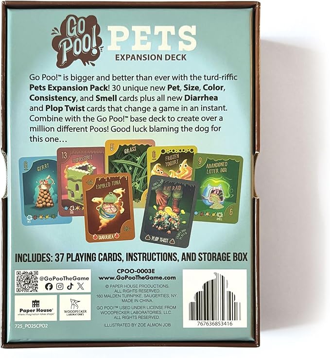 Go Poo! Pets Expansion Deck – 37-Card Add-On for Go Poo! | Funny Family-Friendly Party Game for Kids, Teens & Immature Adults | 2–6 Players | Ages 6+ | 20-Minute Gameplay | Requires Base Game