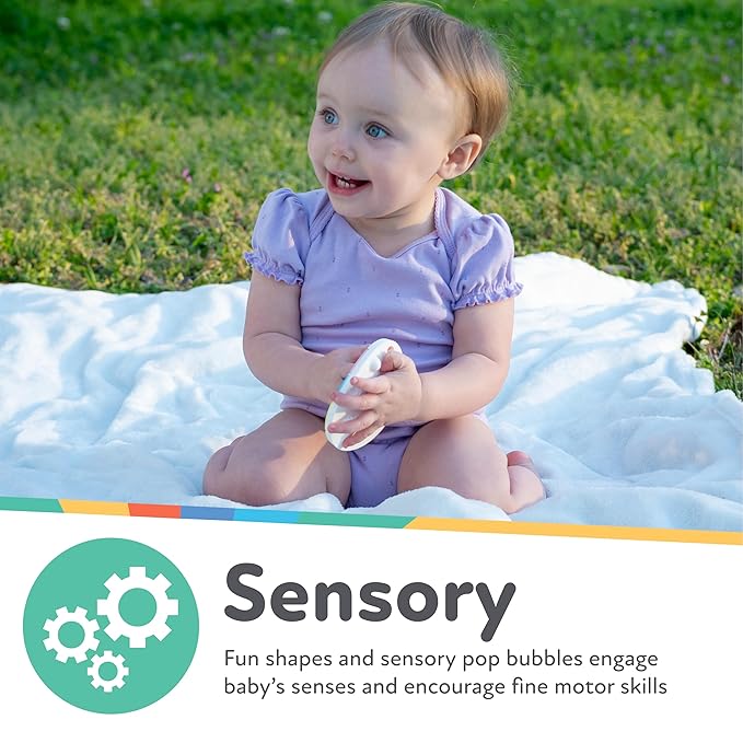 Nuby Easter Egg Popper Teether – Soft Silicone Teething Toy for Babies, 3+ Months, Sensory Pop Bubbles, Easy Grip Design
