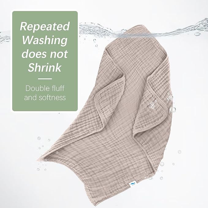 SWEET DOLPHIN Muslin Baby Bath Towels Blanket - 2 Pack 100% Cotton Towel for Babies, Infants, Toddlers - 40x40Inch - Highly Absorbent, Light Bean Paste