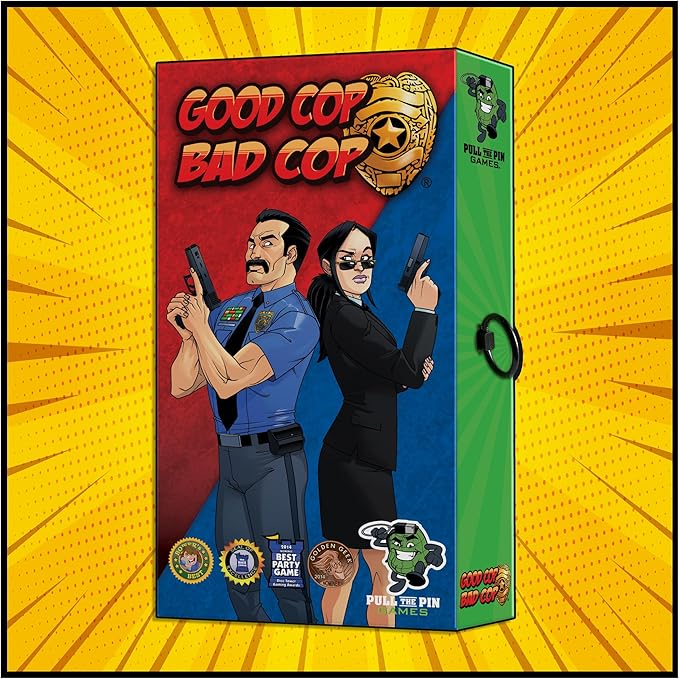 Pull the Pin Games Good Cop Bad Cop - Board Games & Card Games for Epic Fun - Hidden Identity Party Card Game - Fast-Paced Social Deduction - Easy to Learn - 4-8 Players - Award-Winning Family Game